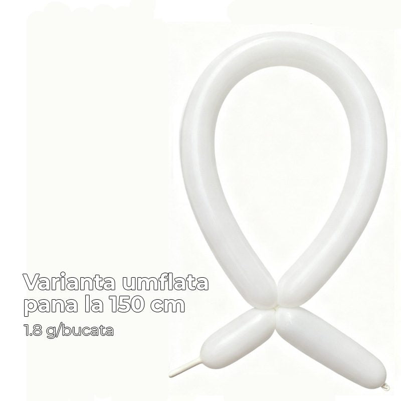 Baloane de modelaj albe Flippy din latex, extensie până la 150 cm, detaliu textură material