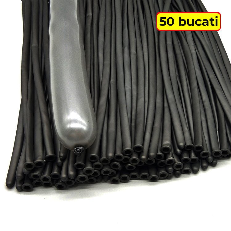 Baloane de Modelaj, Flippy, Set 50 bucati, Model Standard, din Latex, 30 x 1.5 cm, 1.8 g per unitate, pana la 150 cm, Negru - vivimall.ro