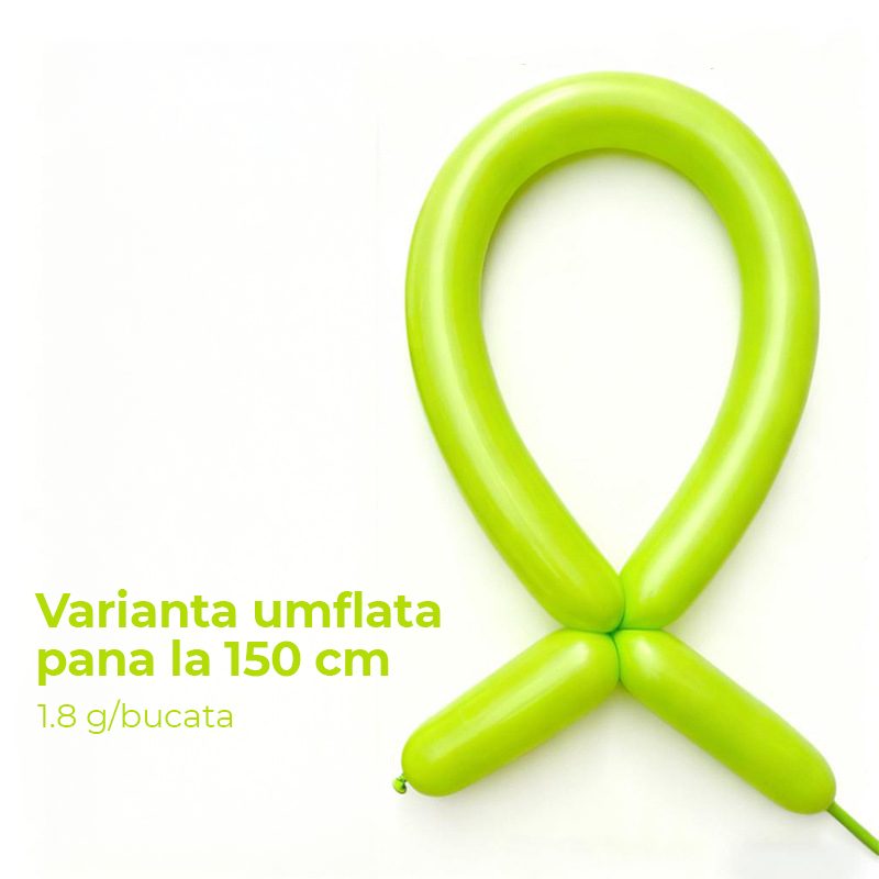 Baloane de Modelaj, Flippy, Set 50 bucati, Model Standard, din Latex, 30 x 1.5 cm, 1.8 g per unitate, pana la 150 cm, Verde deschis - vivimall.ro