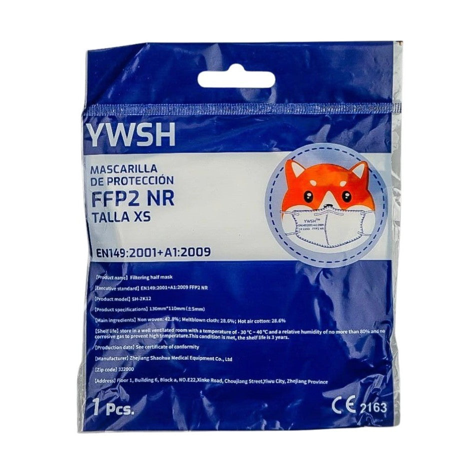 Set 50 bucati Masca de protectie faciala pentru copii, Flippy®️, de unica folosinta, FFP2 CE 2163, 5 straturi, nesterila, ambalaj individual, Copii, Alb - vivimall.ro