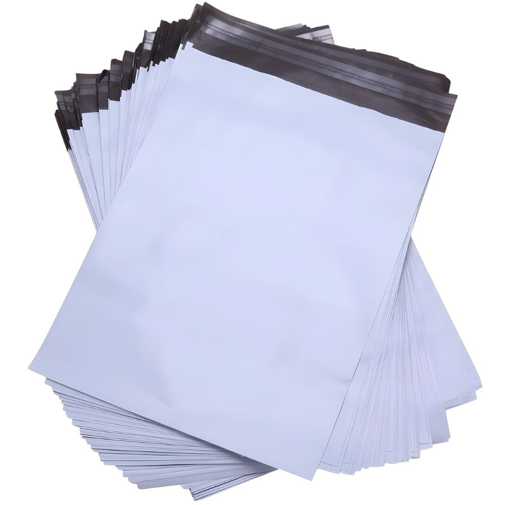 Set 500 Pungi Curierat, 350x400x40mm, Grosime 50 Microni, Banda Adeziva pentru Sigilare, Alb la Exterior, Negru la Interior - vivimall.ro