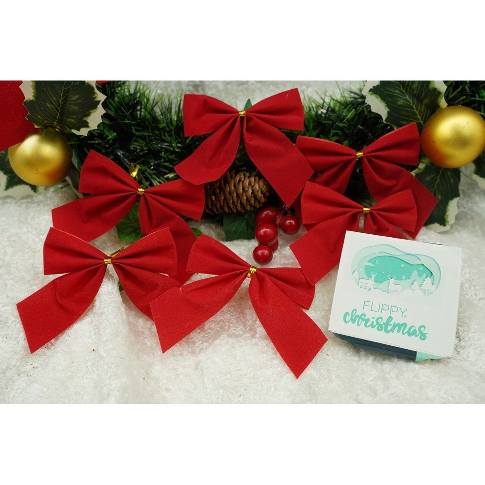 Set 6 fundite pentru brad, Rosii, clasice , 7 x 8 cm, din poliester, Flippy - vivimall.ro