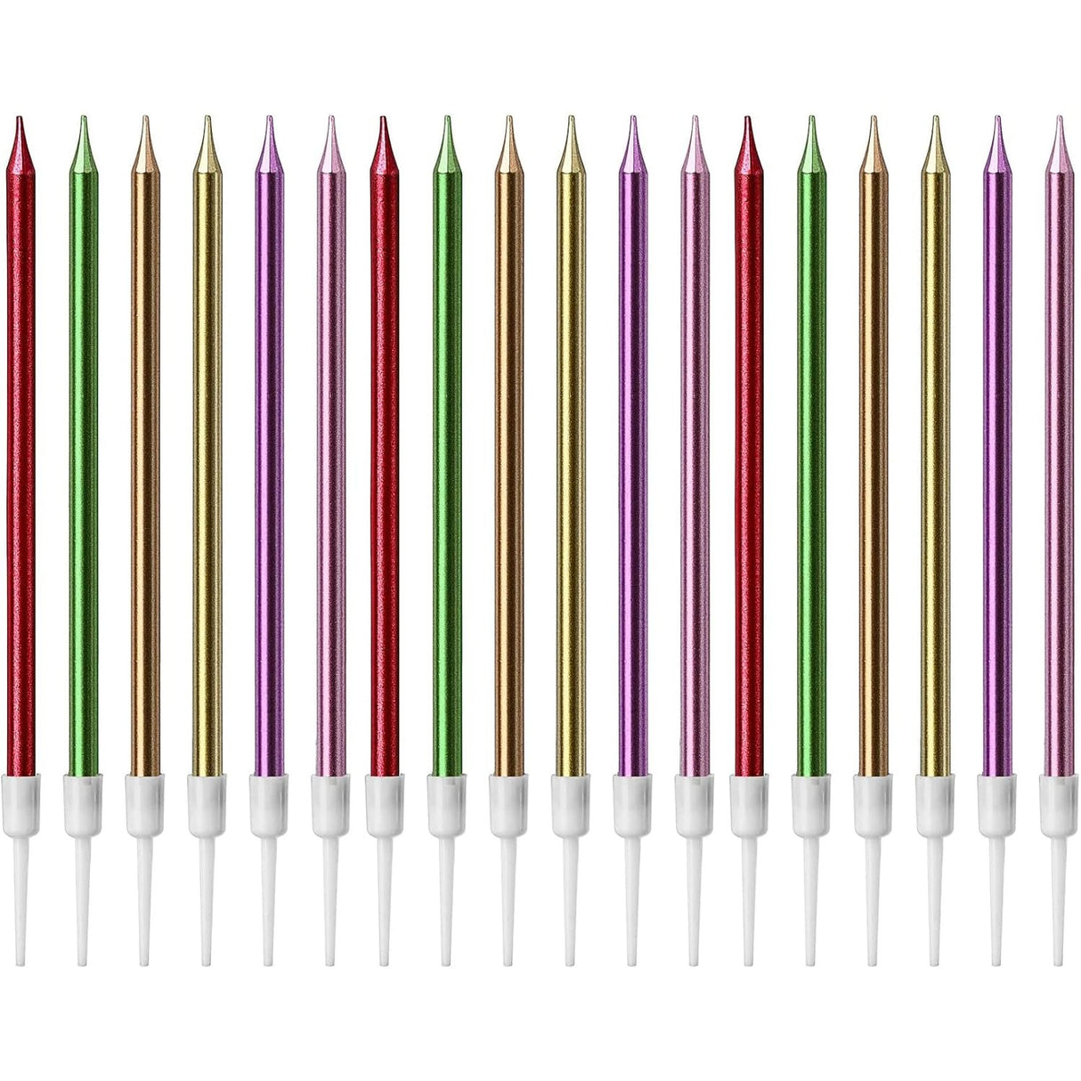 Set 6 Lumanari de Tort, Vivimall, din Parafina, 11 x 0.4 cm, Lucioase, Multicolor - vivimall.ro