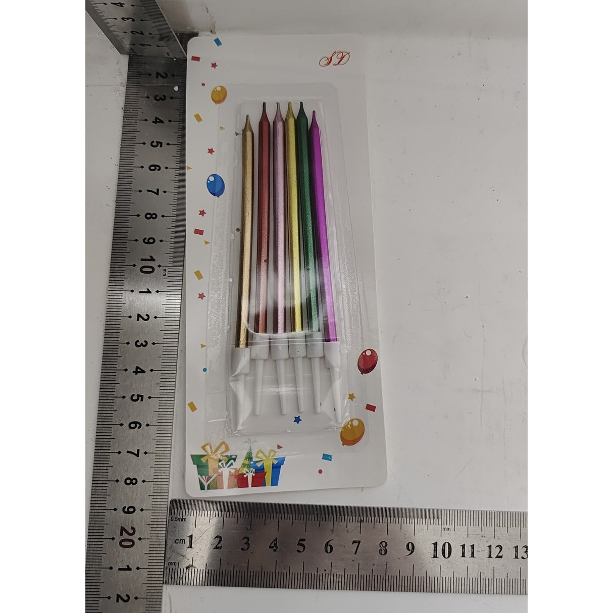 Set 6 Lumanari de Tort, Vivimall, din Parafina, 11 x 0.4 cm, Lucioase, Multicolor - vivimall.ro