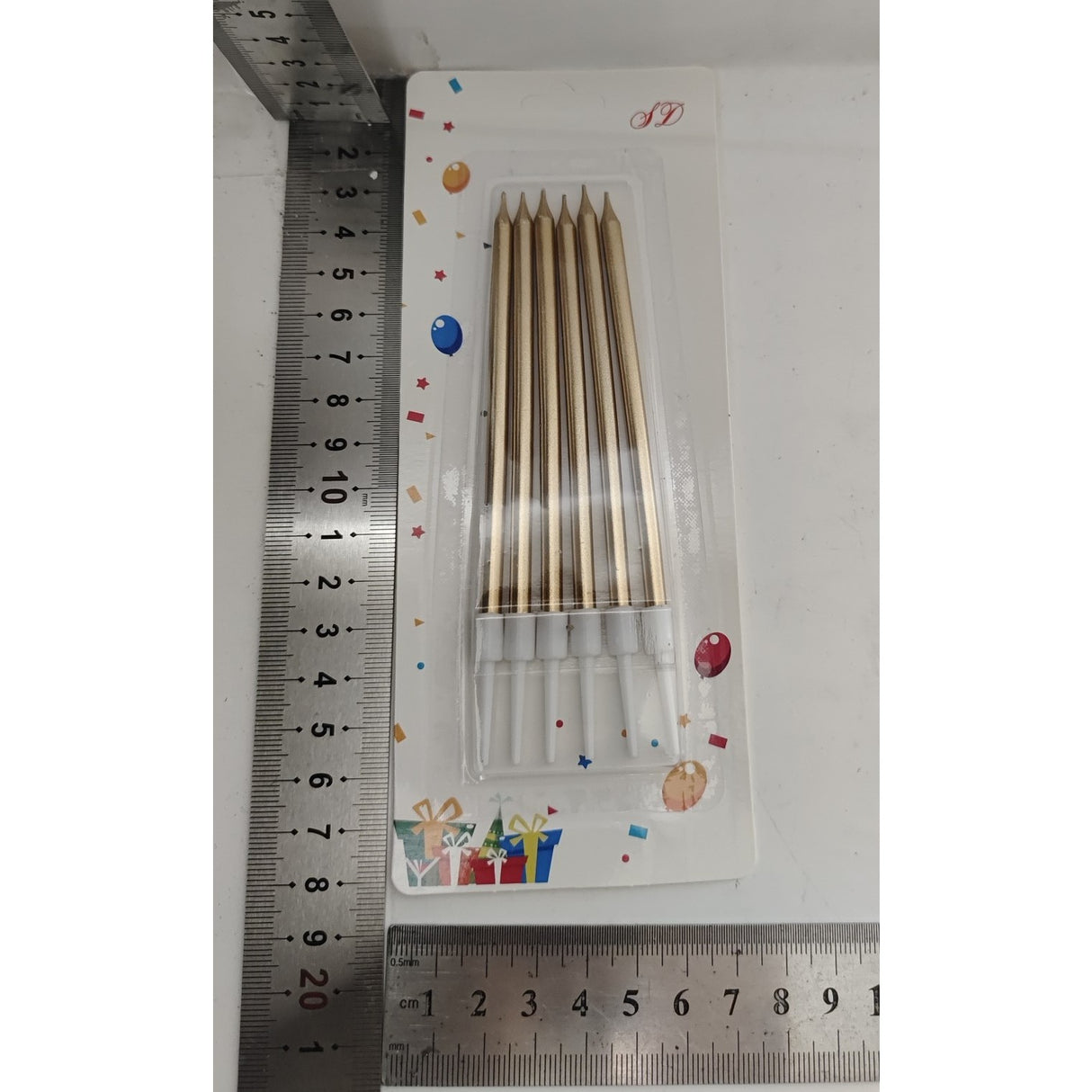 Set 6 Lumanari de Tort, Vivimall, din Parafina, 11 x 0.4 cm, Lucioase, Sampanie - vivimall.ro