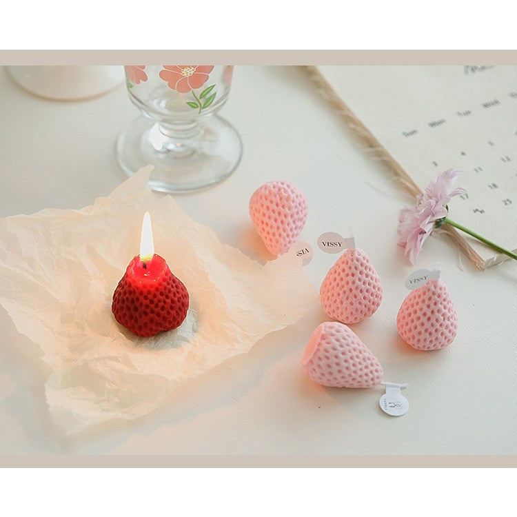 Set 6 Lumanari Parfumate, Vivimall, Model Capsunici, Ardere 30 min, 78g, 6.3 x 9.3 x 3.8 cm, Roz/Rosu - vivimall.ro