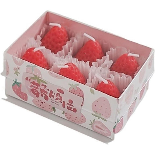 Set 6 Lumanari Parfumate, Model Capsunici, Ardere 30 Min, 78G