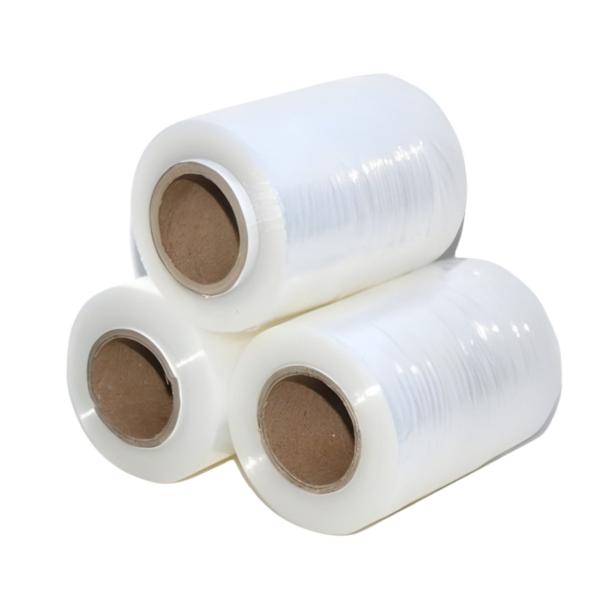 Mini rolă folie stretch 125 mm ținută în mână, demonstrație utilizare manuală în depozit