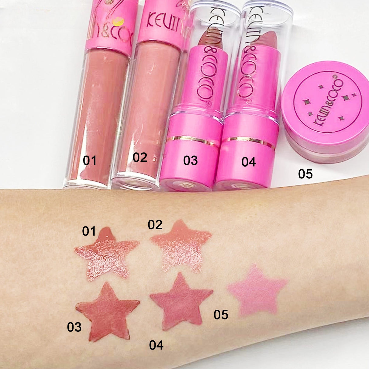 Set 6 Produse de Machiaj, KEVIN & COCO, Pink Bear, 16.2 x 16 x 2.5 cm - vivimall.ro