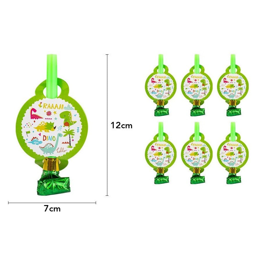 Set 6 Suflatori, Vivimall, Colectia Dino Park, 12 x 7 cm, din Carton/Plastic/Hartie, Multicolor - vivimall.ro