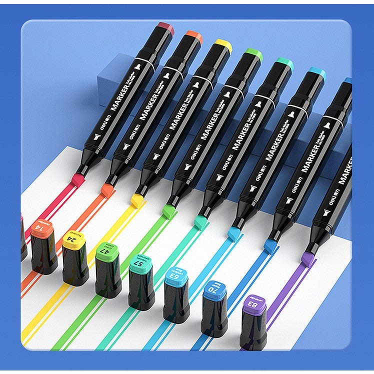 Set 60 Markere, Flippy, pe Baza de Ulei, Dublu Capat, Subtire 1mm si Gros 6 mm, Geanta Depozitare, 15 cm, Multicolor - vivimall.ro