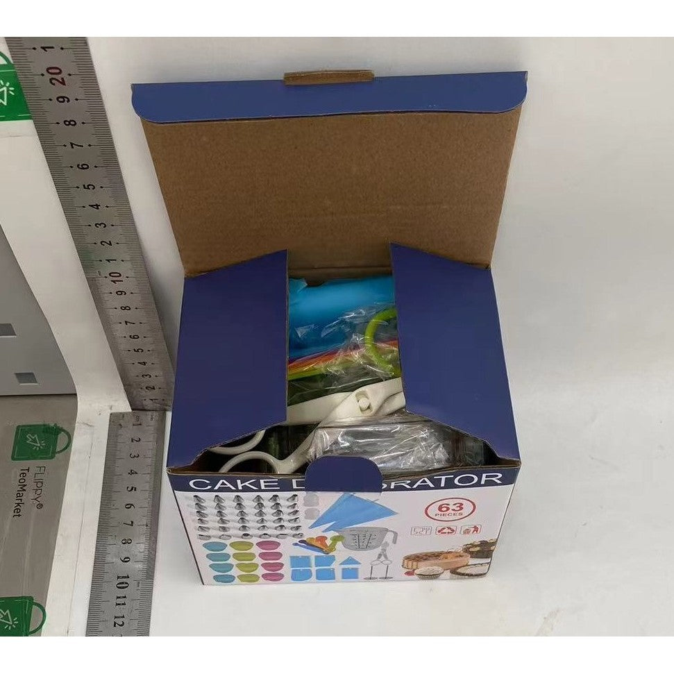 Set 63 Piese Ustensile pentru Ornare Prajituri, Vivimall, din Plastic si Otel Inoxidabil, Forme Briose, Multicolor - vivimall.ro