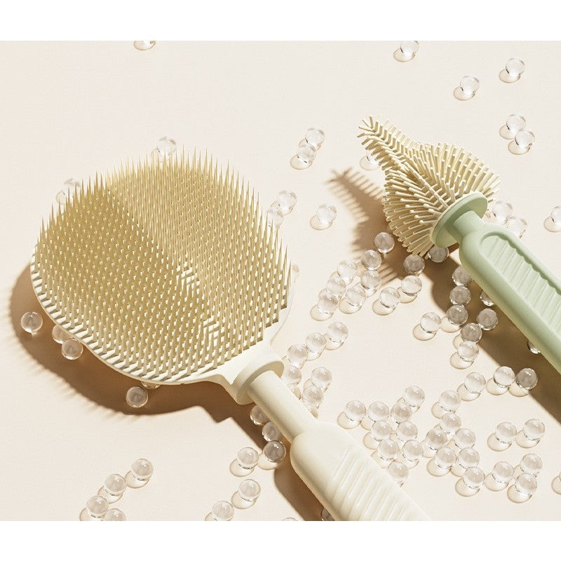 Set 7 Piese de Spalat/Uscat Biberoane, Flippy, Portabil, Peri de Silicon, pentru Tetine, Suzete, Biberoane, Paie, Cutie Inclusa, 20 x 9.5 cm, Portocaliu