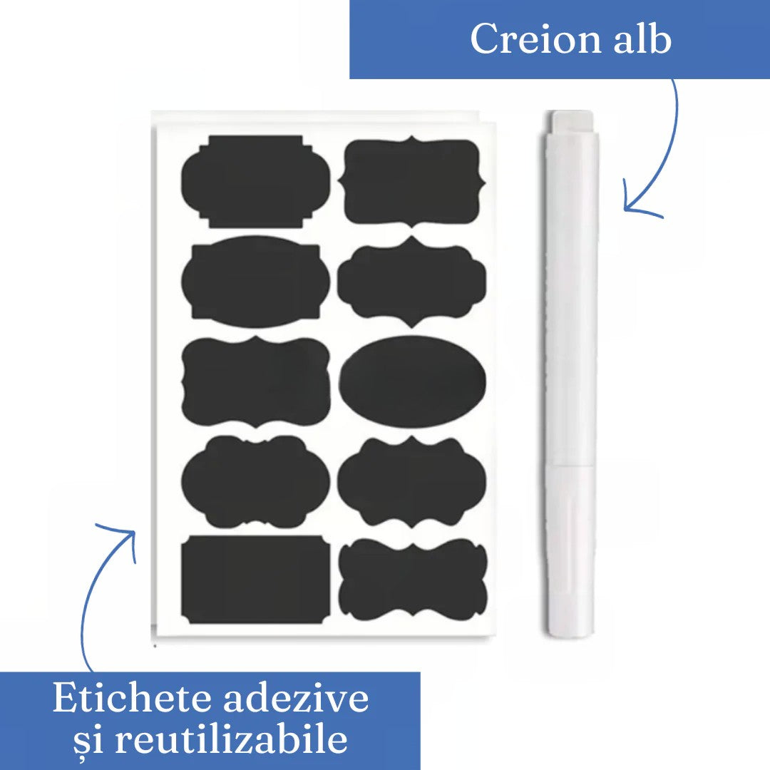Set 7 Recipiente Organizare Alimente, Vivimall, Inchidere Etansa, Etichete Reutilizabile, Cupe Masurare, 4 Dimensiuni Diferite, din Plastic Dur, Transparent - vivimall.ro