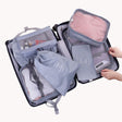 Set 8 Huse Organizare Bagaj, Material Poliester, Impermeabil, Cu Fermoar, Pentru Calatorii Sau Dulap, Sac Pentru Pantofi Inclus, Pliabil, Gri - vivimall.ro