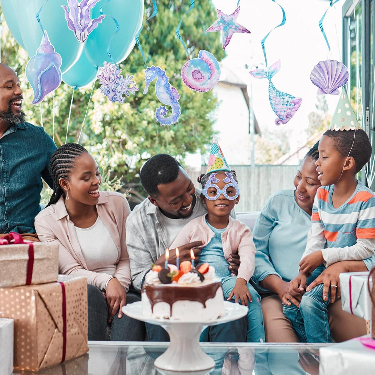 Set 8 Perechi de Ochelari Sirena, Vivimall, Colectia Mermaid, Multicolor - vivimall.ro