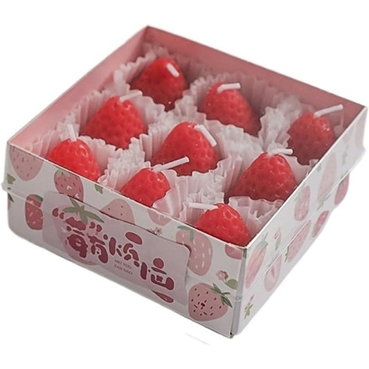 Set 9 Lumanari Parfumate, Model Capsunici, Ardere 30 Min, 117G