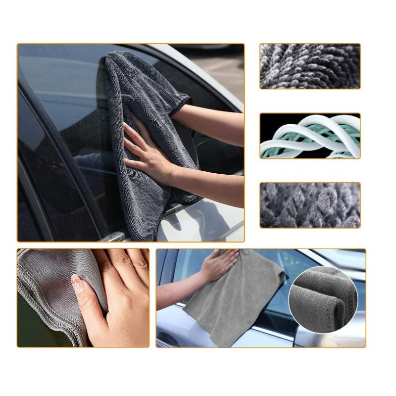 Set 9 Piese pentru Spalat Auto, Flippy, din Plastic si Microfibra, Perii si Lavete, Model B, Gri