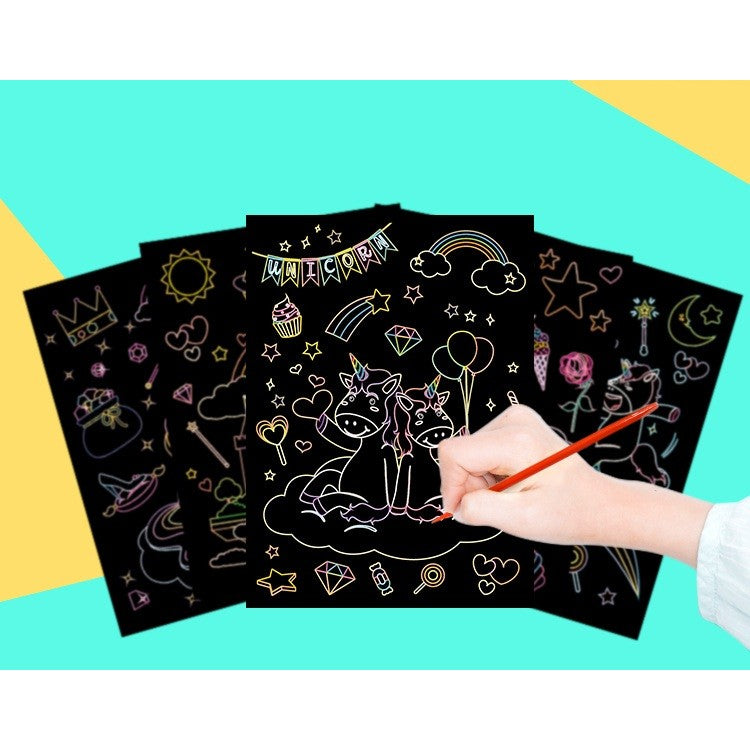 Set 9 Planse Razuibile, Flippy, Scratch ArtCards, +3 Ani, de Razuit si de Colorat, 19 x 14 cm, Model Ocean, Multicolor