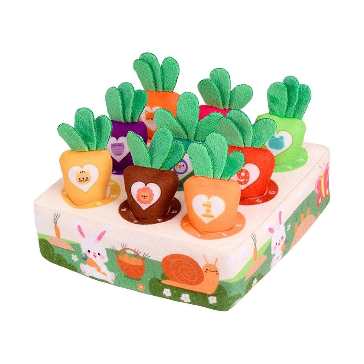 Jucarie Interactiva Montessori, pentru Copii, de Sortat pe Culori, Vivimall, 9 Morcovi si Suport, Multicolor - vivimall.ro