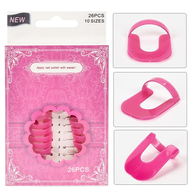 Set 26 buc Sabloane Reutilizabile pentru Oja, Flippy, pentru Manichiura Ingrijita, fara Depasire Margini, Protectie Cuticula, 10 Marimi, din Plastic, Roz