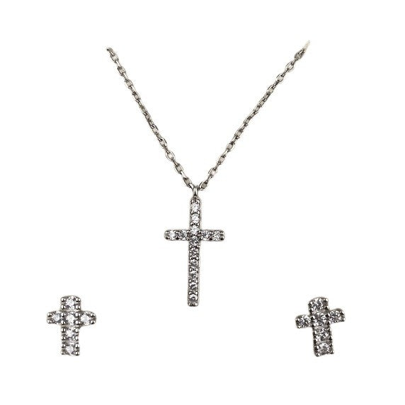 Set Argint 925 Cruce cu Zirconii - vivimall.ro