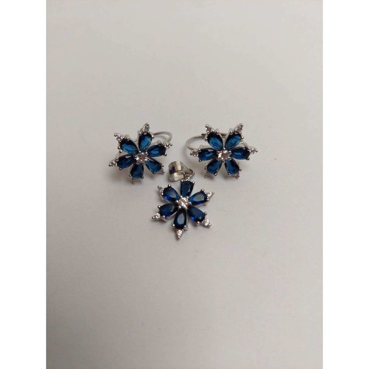 Set Argint 925, Floare Colorata cu Tortita, Jolie Silver, 4.5g, 2 cm x 1.5 cm - vivimall.ro