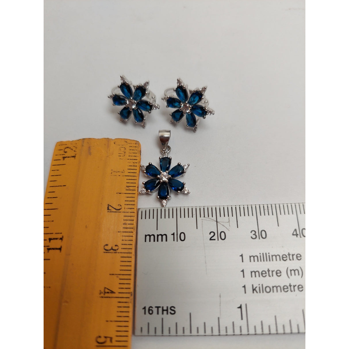 Set Argint 925, Floare Colorata cu Tortita, Jolie Silver, 4.5g, 2 cm x 1.5 cm - vivimall.ro