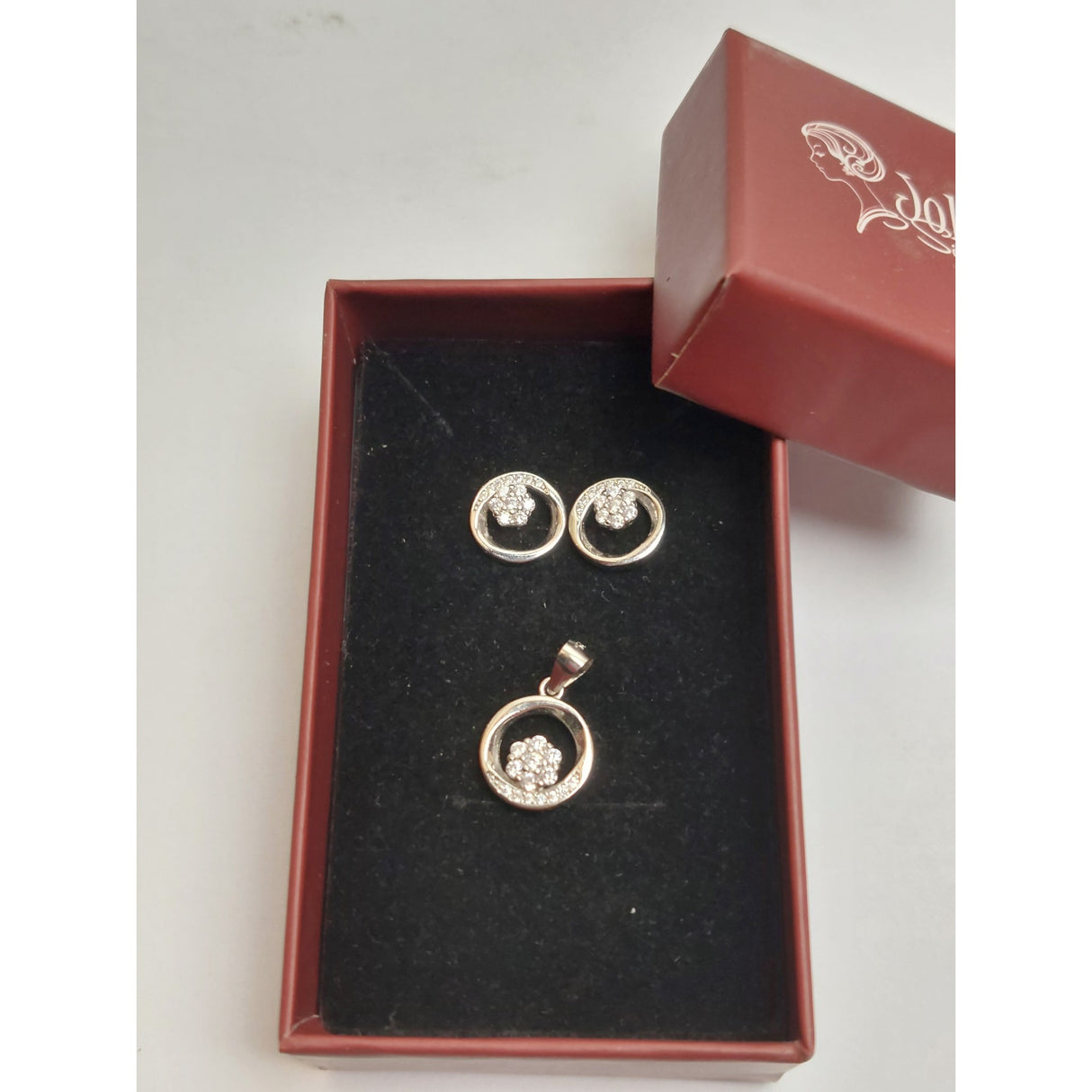 Set Argint 925 Floare pe Cerc, Jolie Silver, 3.2g, 1.4 cm x 1.2 cm - vivimall.ro