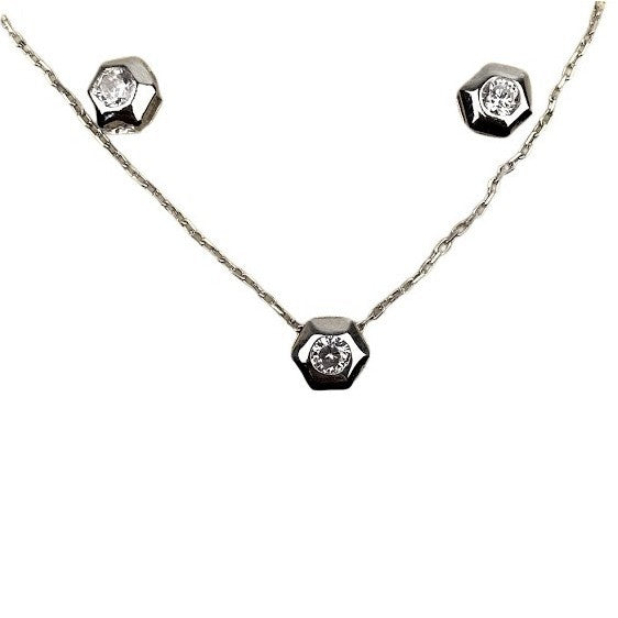 Set Argint 925 Hexagon (cercei, lantisor, pandantiv) - vivimall.ro