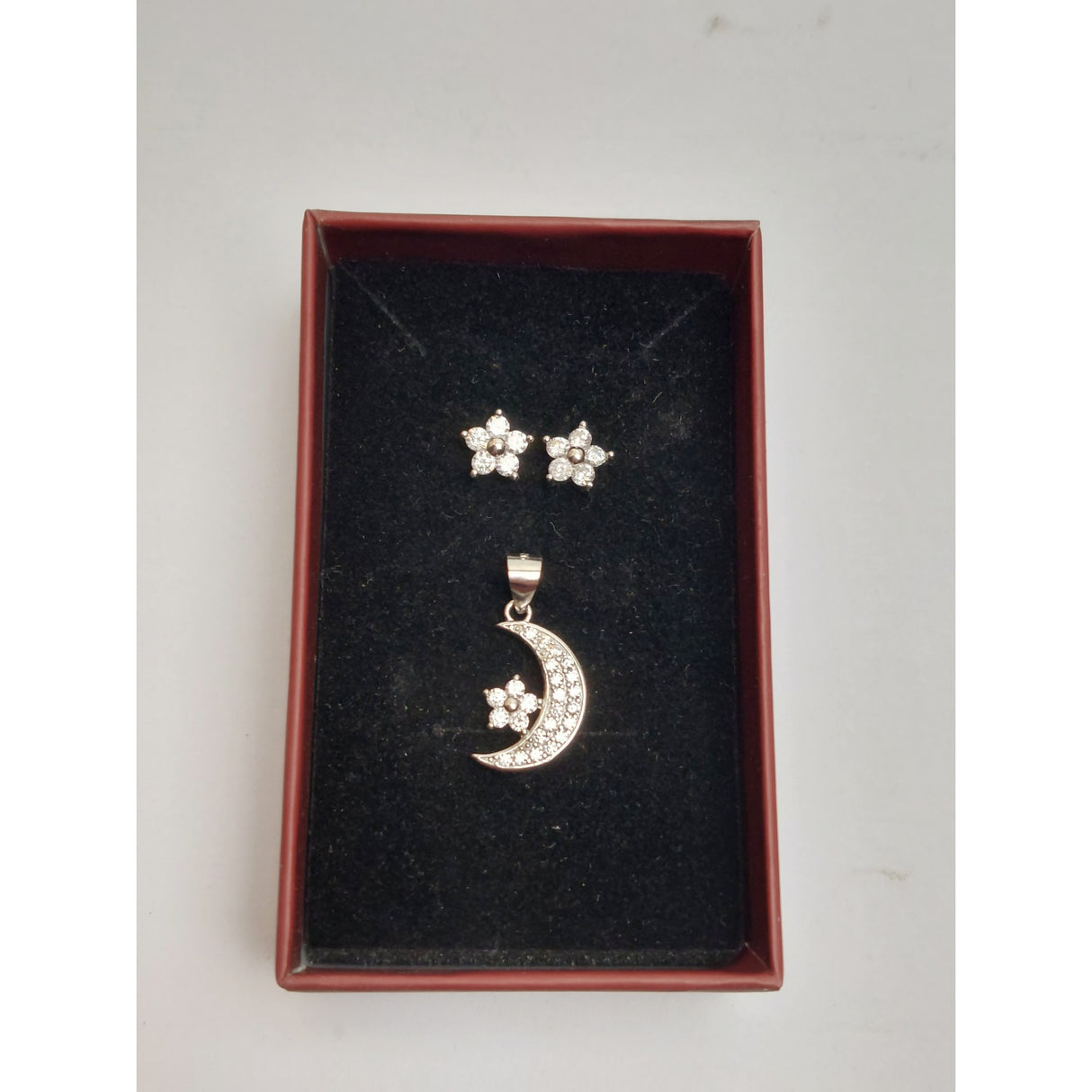 Set Argint 925 Semiluna cu Floare, Jolie Silver, 3.2g, 2 cm x 1.3 cm - vivimall.ro