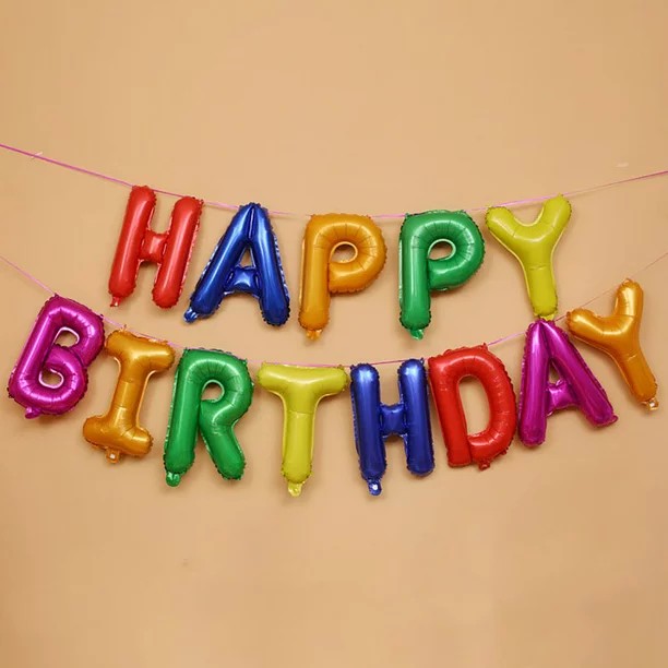 Set 13 Baloane Folie, Flippy, Tip Ghirlanda, Model Happy Birthday, 40 cm, Multicolor