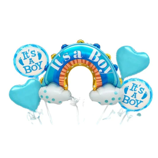 Baloane decorative tematica BABY SHOWER, Flippy, ITS A BOY, pentru gender reveal, botez, set din 5 bucati, 66 x 91 cm, Albastru