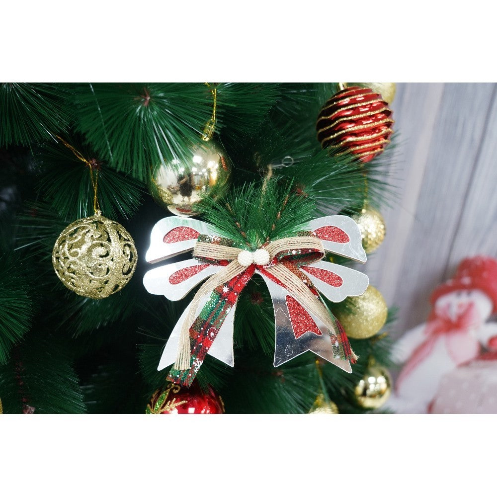 Set brad artificial de Craciun si elemente decorative tip pin, inaltime 210 cm, diametru 115 cm, 350 ramuri cu ace 3D 12 cm, Flippy, verde, suport metalic inclus - vivimall.ro