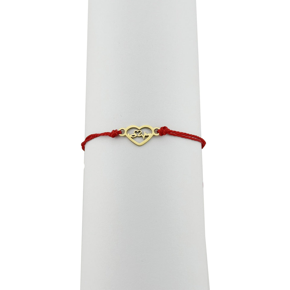 Bratara Martisor pentru Dama, Jolie, Model Inima, Set 12 bucati, Pandativ din Inox Auriu, Snur Ajustabil Impletit, Rosu - vivimall.ro