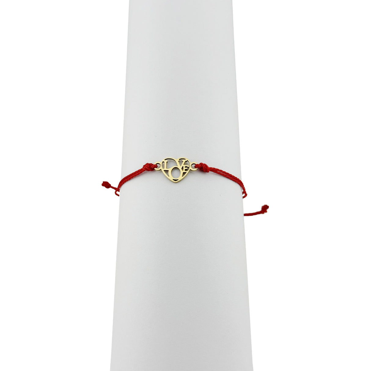 Bratara Martisor pentru Dama, Jolie, Model Love, Set 12 bucati, Pandativ din Inox Auriu, Snur Ajustabil Impletit, Rosu - vivimall.ro