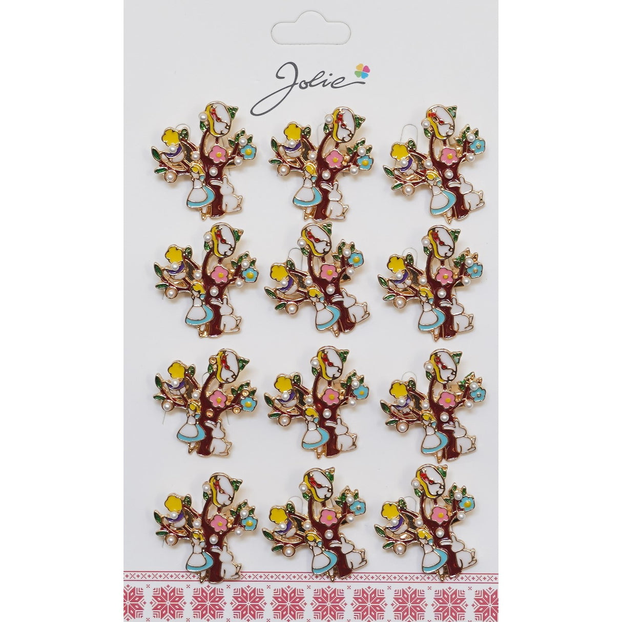 Set 12 Brose Martisor Copac cu Fata si Iepure - vivimall.ro