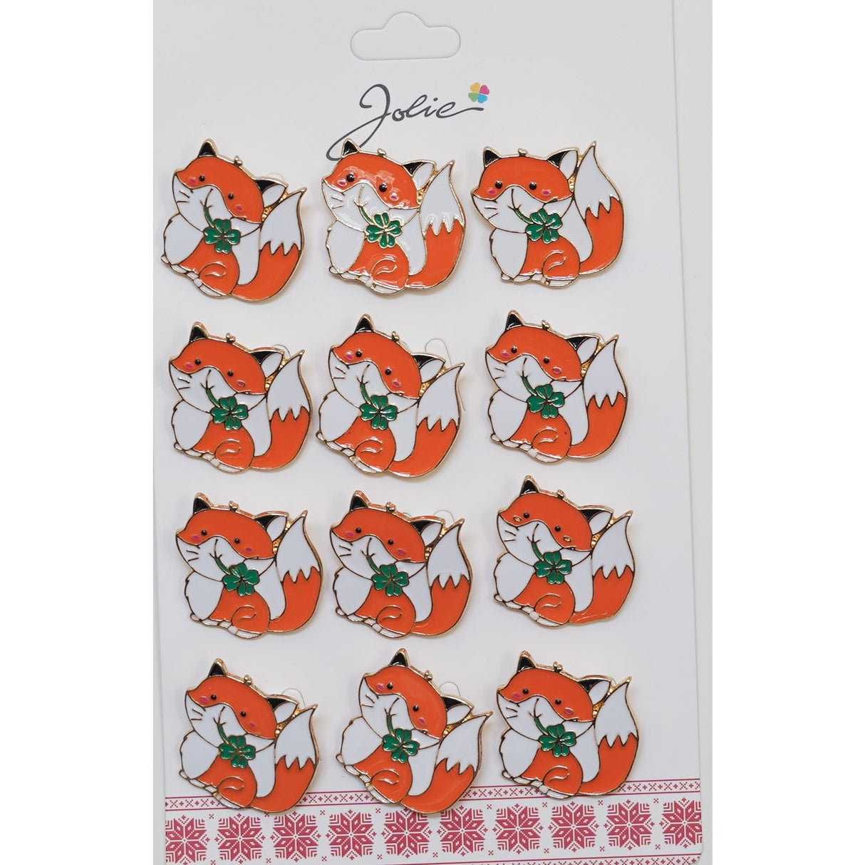 Set 12 Brose Martisor Vulpe cu Trifoi - vivimall.ro