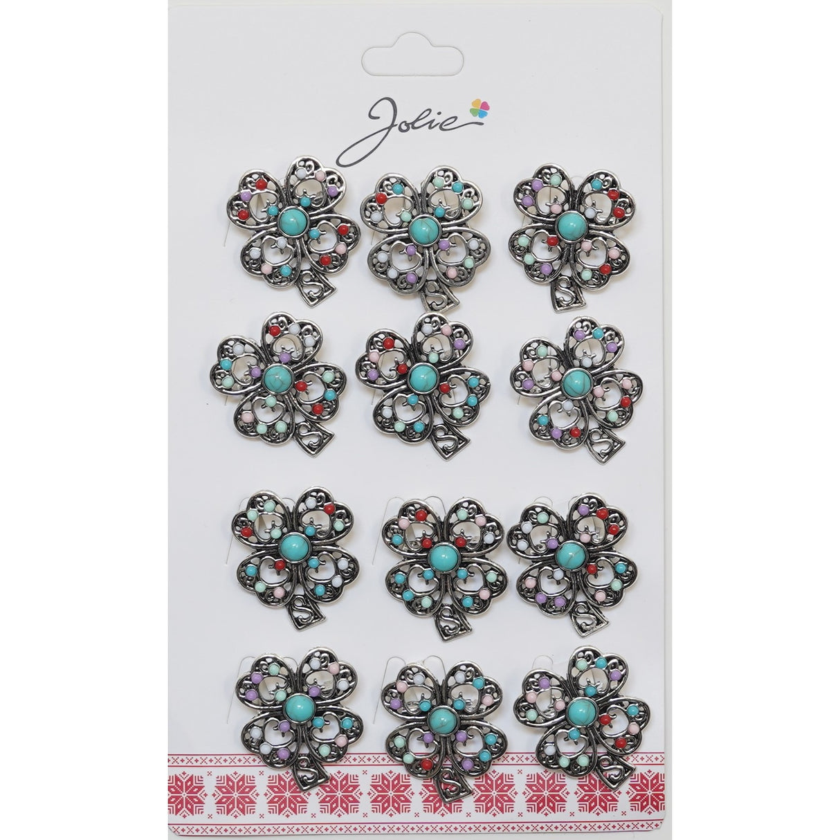 Set 12 Brose Martisor Primavara Trifoi cu Pietricele Vintage - vivimall.ro