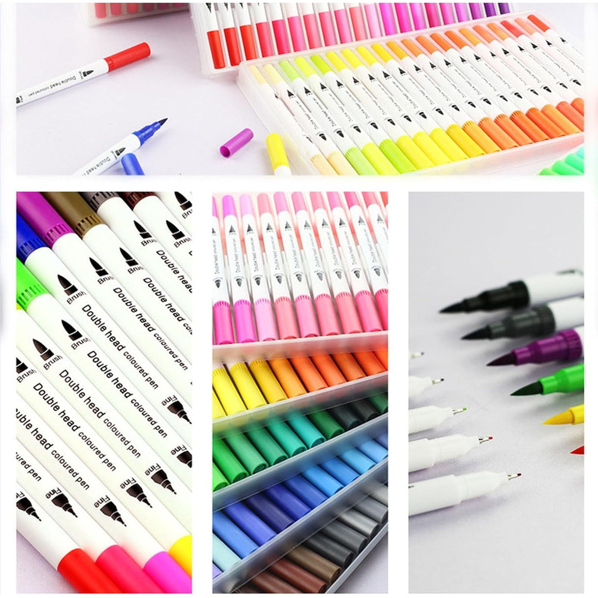 Set Carioci pe Baza de Apa, Vivimall, 2 in 1, pentru Pictura, Caligrafie, 120 Culori, Penar Negru, Corp Carioca Alb, 27.5 x 19.5 x 8 cm, Multicolor - vivimall.ro