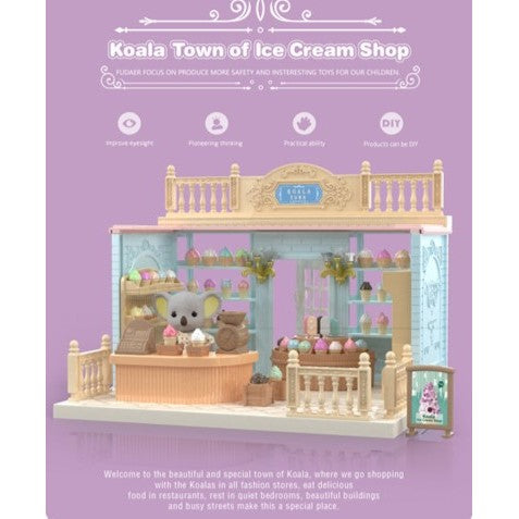 Set Casa de papusi, magazin de inghetata, cu mobilier si figurine, Vivimall - vivimall.ro