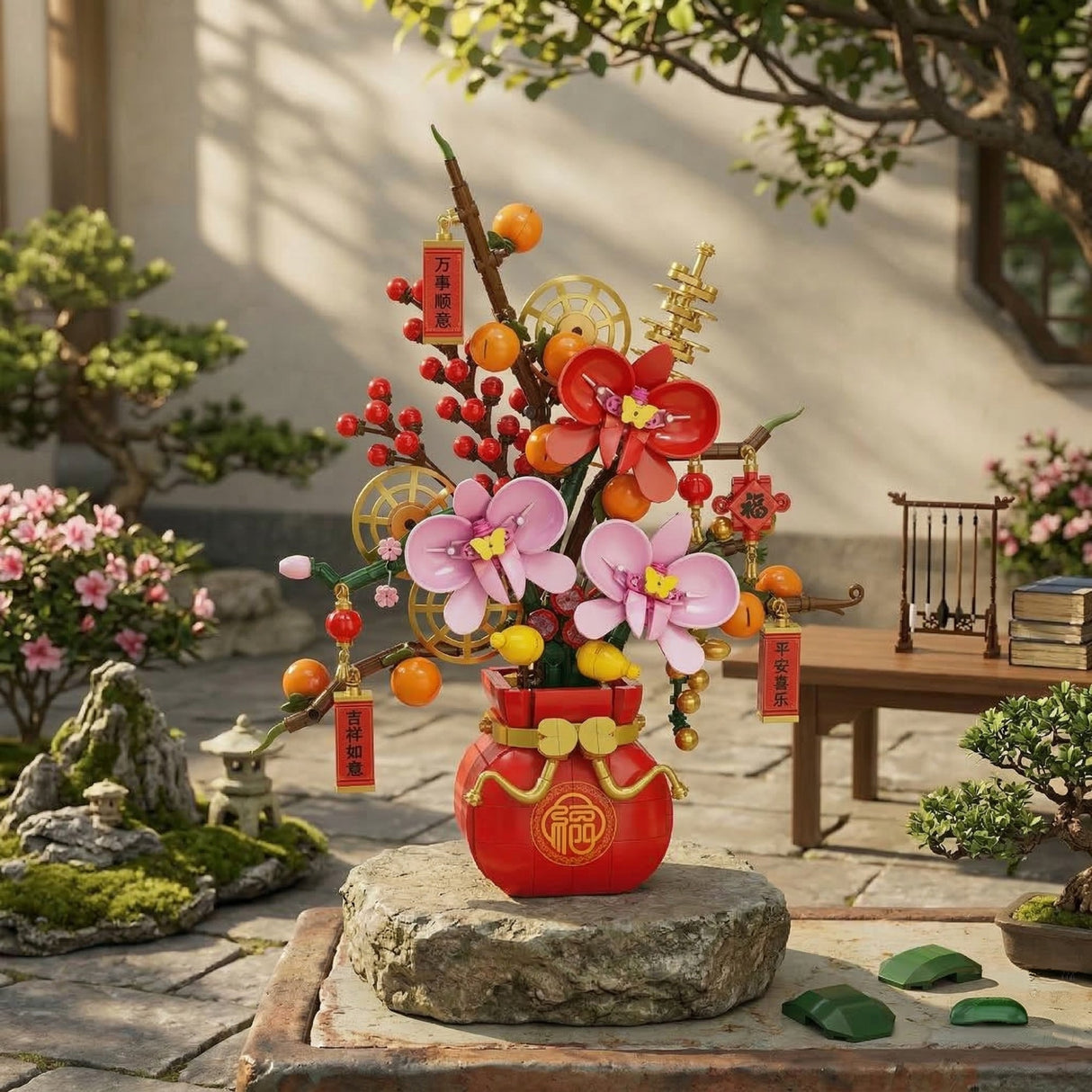 Set de Constructie, Flippy, Vaza Decorativa cu Flori, 818 piese, 6+ ani, Planta Artificiala, Decor Floral Elegant, Idee de Cadou pentru Femei, Cadou pentru Iubita si Pasionatii de Jocuri de Constructie Creativa