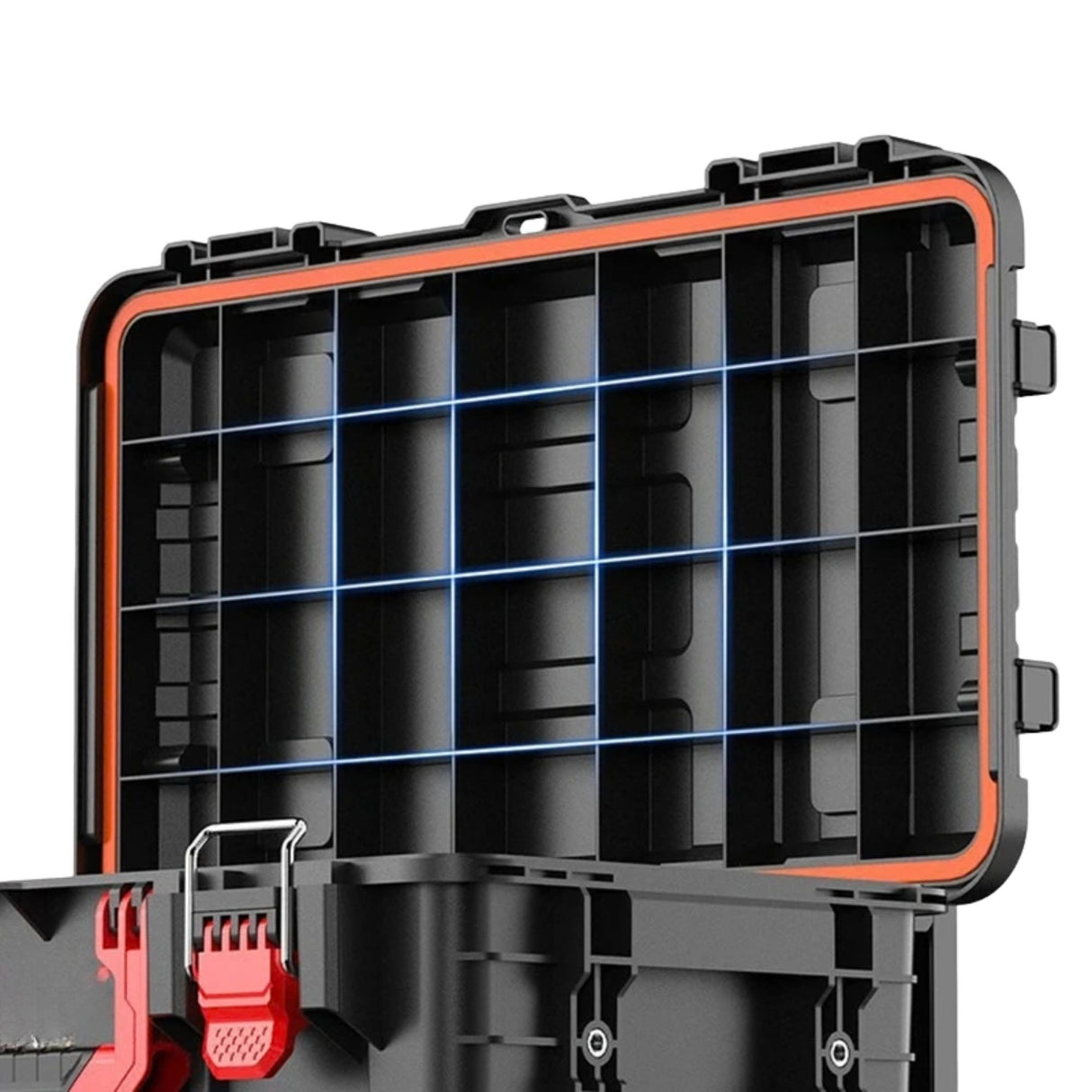Set Cutii pentru Scule, Flippy, Organizator pe Roti tip Troller, 3 Piese, Modular, Maner Telescopic, Protectie IP65, 56 x 47.5 x 65 cm, Negru - vivimall.ro