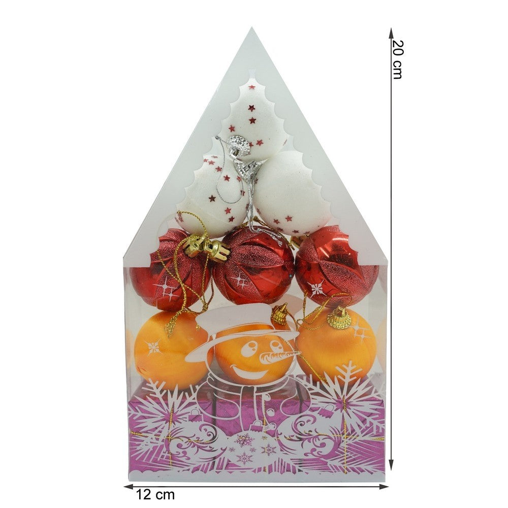 Set de 12 ornamente de brad, Flippy, de tip Glob, Multicolor, din polistiren, cu finisaj sclipitor , cutie 4 cm adancime x 20 cm inaltime x 12 cm lungime) - vivimall.ro