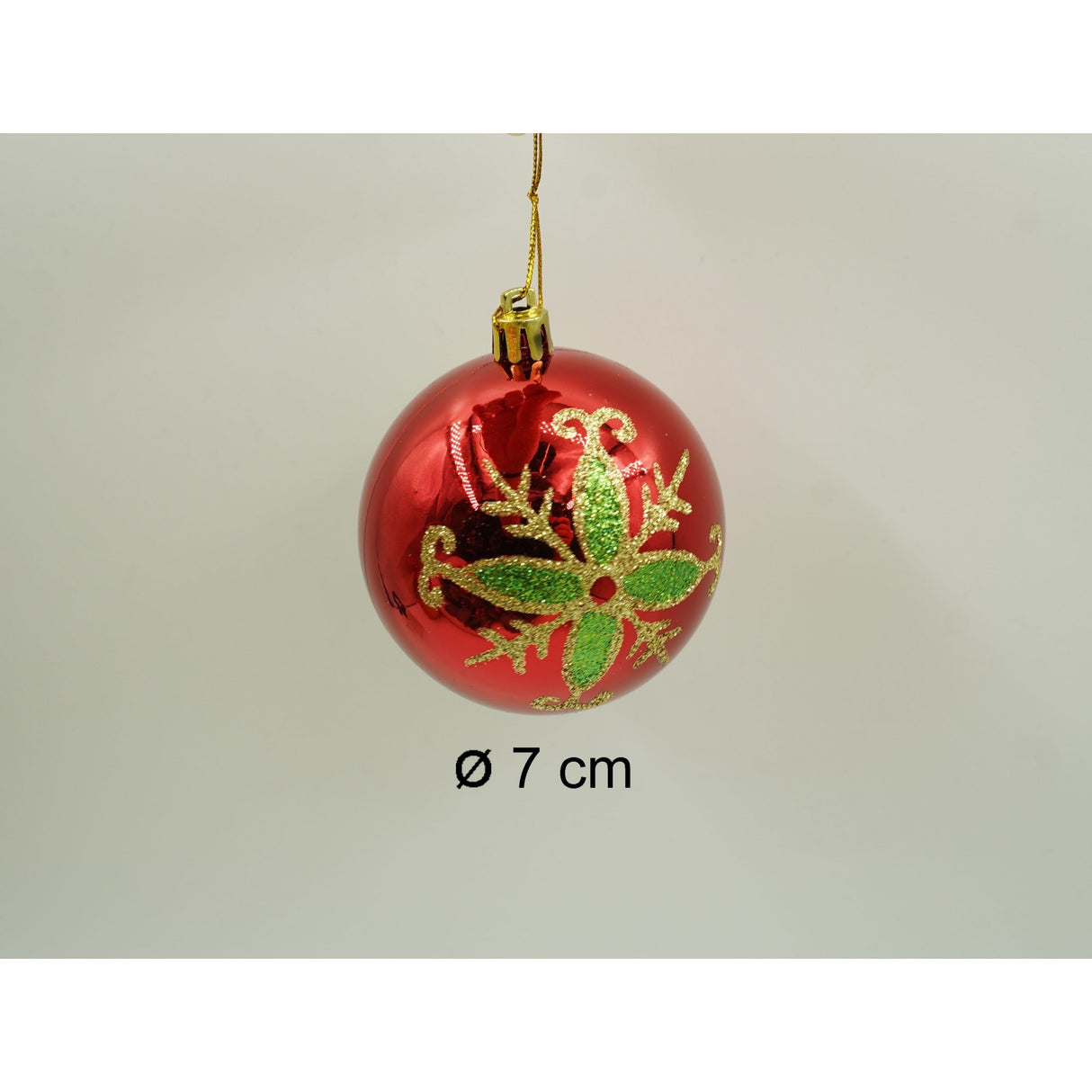 Set de 24 ornamente de brad, Flippy, de tip Glob, Rosu/ Auriu, cu ø de 7 cm, din plastic, cu finisaj sclipitor , cutie 16 cm lungime x 36 cm inaltime x 16 cm adancime - vivimall.ro