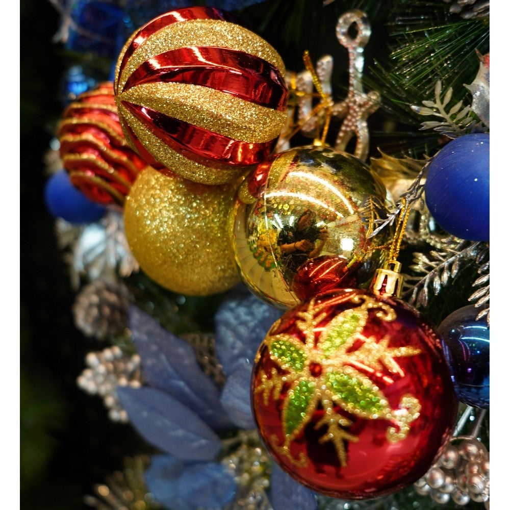 Set de 24 ornamente de brad, Flippy, de tip Glob, Rosu/ Auriu, cu ø de 7 cm, din plastic, cu finisaj sclipitor , cutie 16 cm lungime x 36 cm inaltime x 16 cm adancime - vivimall.ro