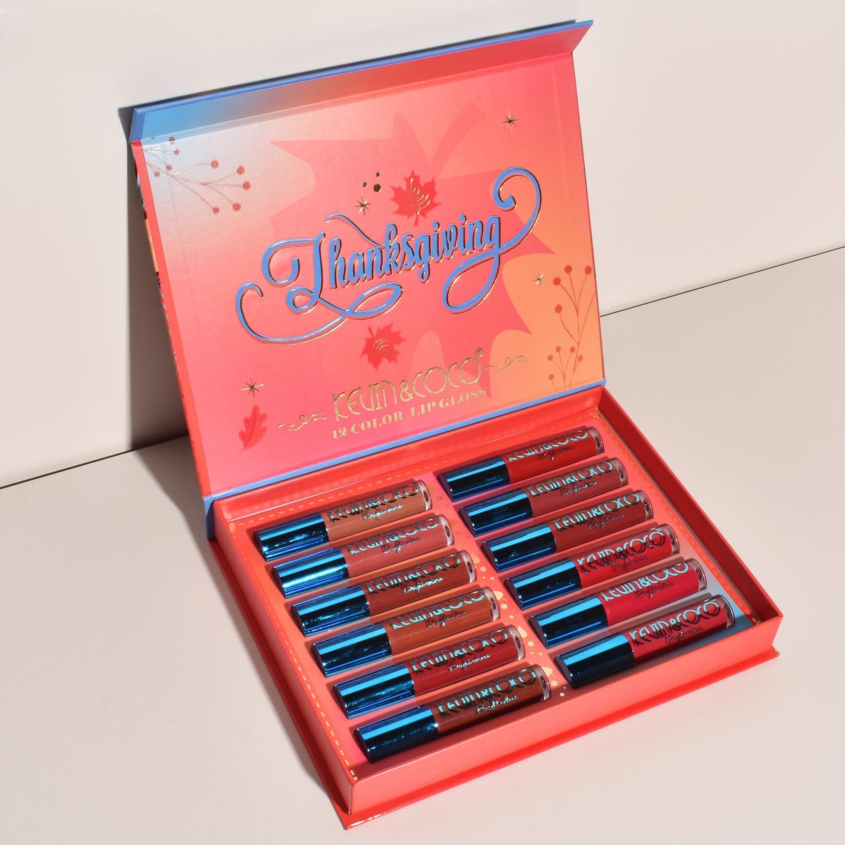 Set de Buze, KEVIN & COCO, Caramel Pie, 12 Lip Gloss-uri, 24 x 18.5 x 3.4 cm, Multicolor - vivimall.ro