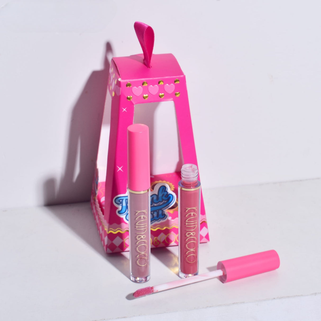 Set de Buze, KEVIN & COCO, Cloud Bubble, 4 Lip Gloss-uri, 15.1 x 8.1 x 2 cm, Roz/Nude - vivimall.ro