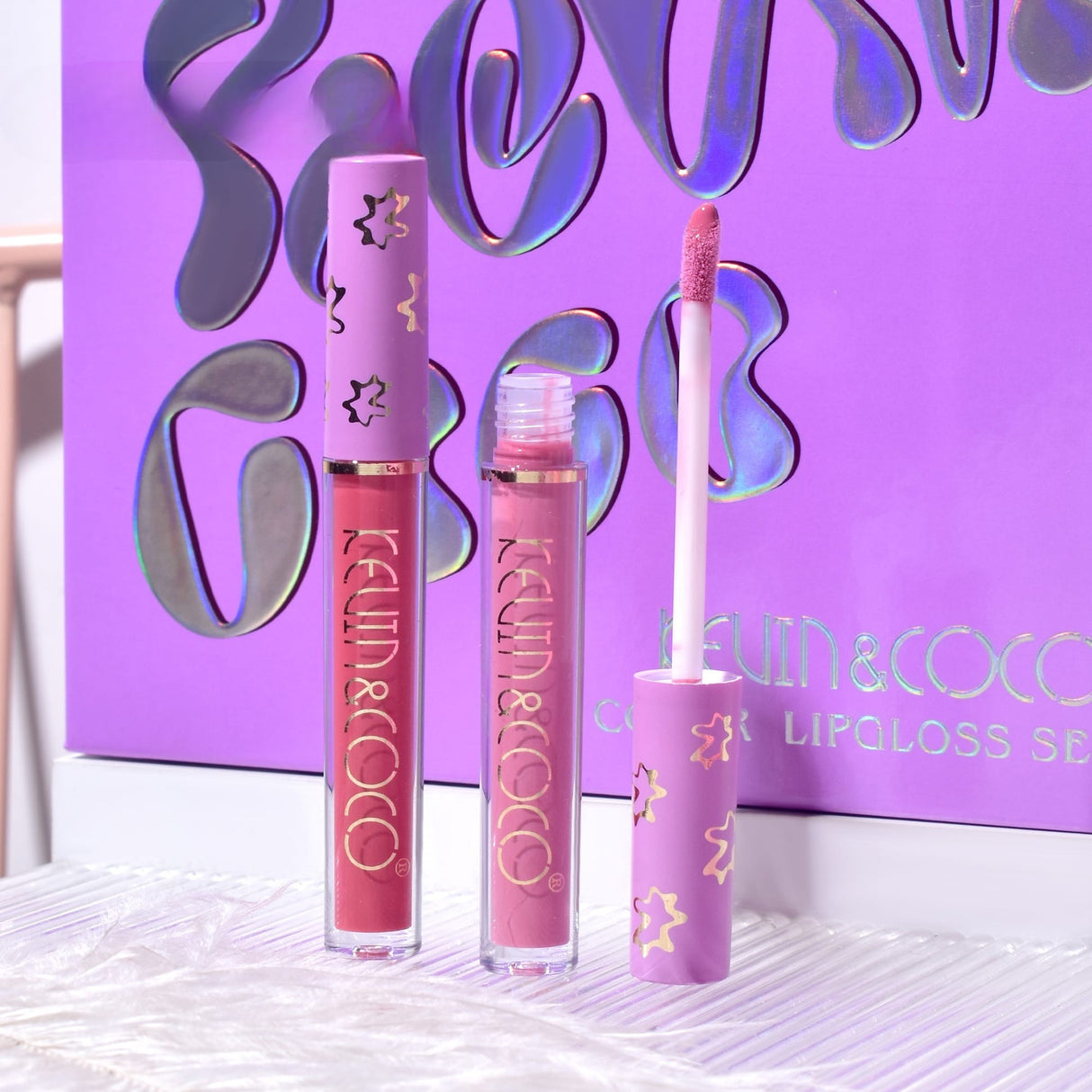 Set de Buze, KEVIN COCO, Violet Girl, 6 Lip Gloss-uri, 17 x 14.8 x 2.9 cm, Roz/Rosu/Mov - vivimall.ro