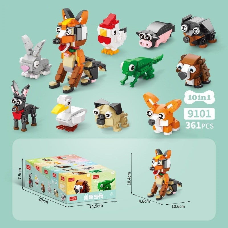 Set de Constructie, Vivimall, 10 in 1, 361 Piese, Diverse Forme, +6 Ani, din Abs, Multicolor - vivimall.ro